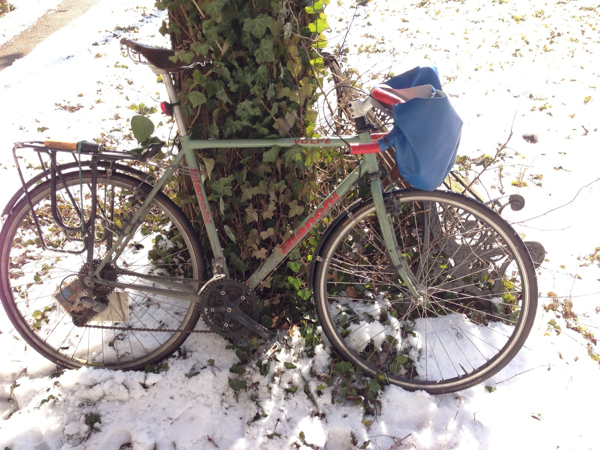 独特的雪花的自行车